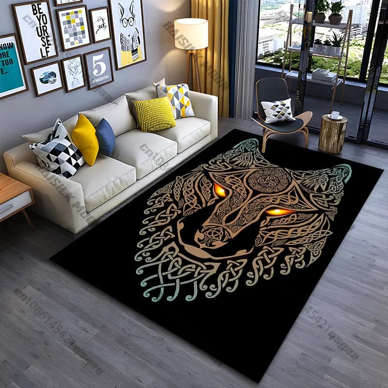 Mystical wolf tribal design carpet Yoga living room room decor children's crawling mat doormat area rug games mat