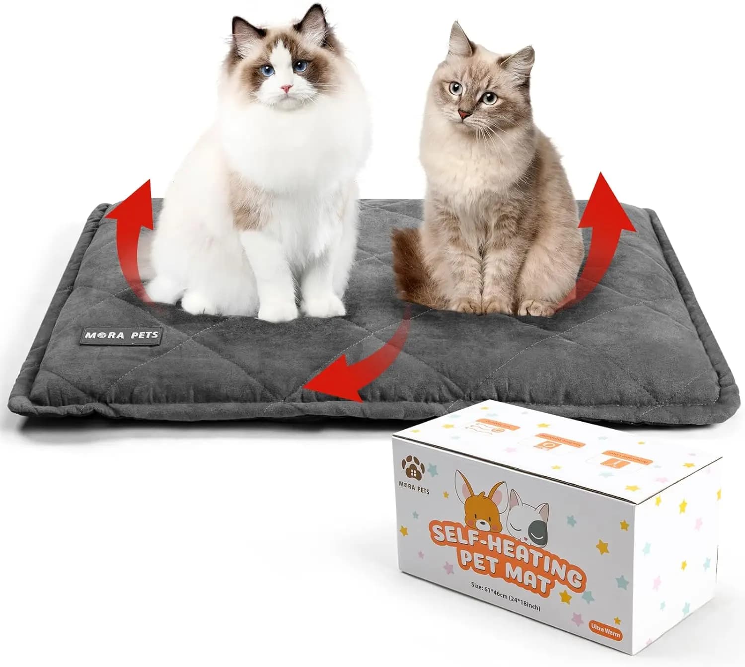 Letto per animali autoriscaldante con copertura rimovibile, tappetino termico per cani e gatti interni/esterni, dimensioni grandi