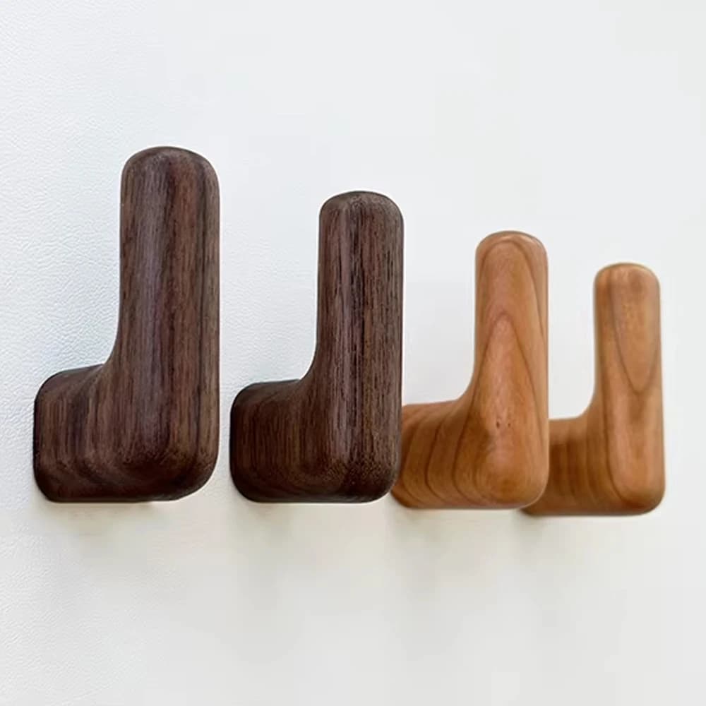 Simple L-Shape Wooden Hook Wall Mounted Coat Rack Wardrobe Clothes Hanger for Hanging Hats Backpacks Towels, Home Keys Decoratio