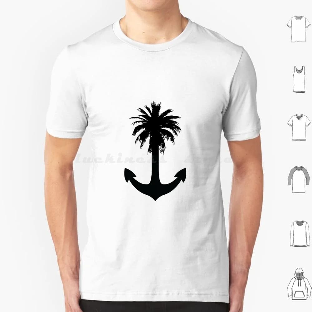Palm Tree Anchor T Shirt 6xl Cotone Cool Tee Palm Tree Anchor Anchor Palm Tree Paradise Ocean Beach Surf Sail Summer Swim Boat