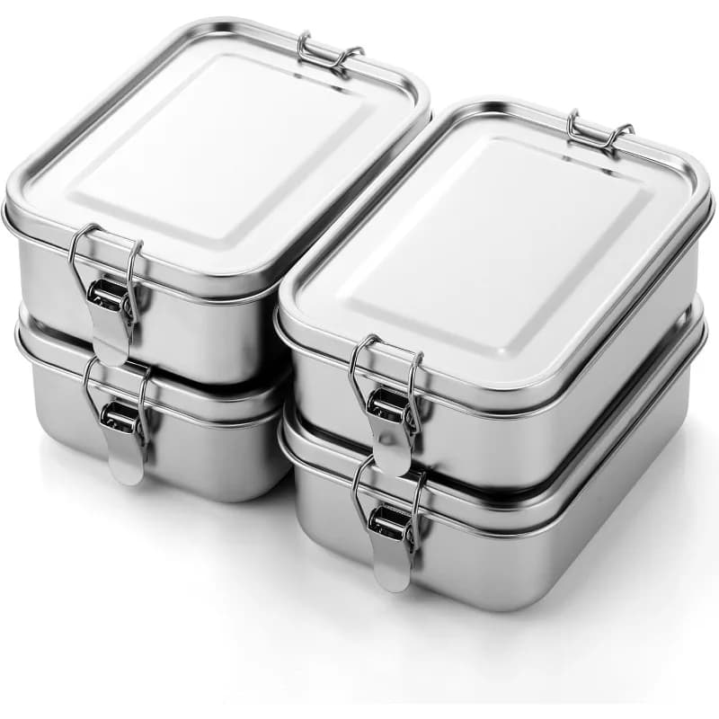 Containers with Lockable Clips Lunch Snack Boxes for Work,School Stainless Steel Bento Box Metal Lunch Box Food Storage