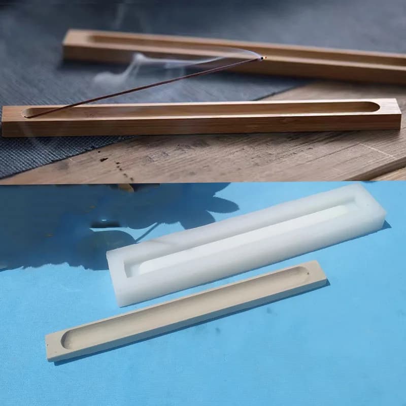 23cm Long Rectangular Incense Stick Holder Silicone Mold Aesthetic Ash Catcher Tray Casting for Jesmonite Concrete Plaster DIY