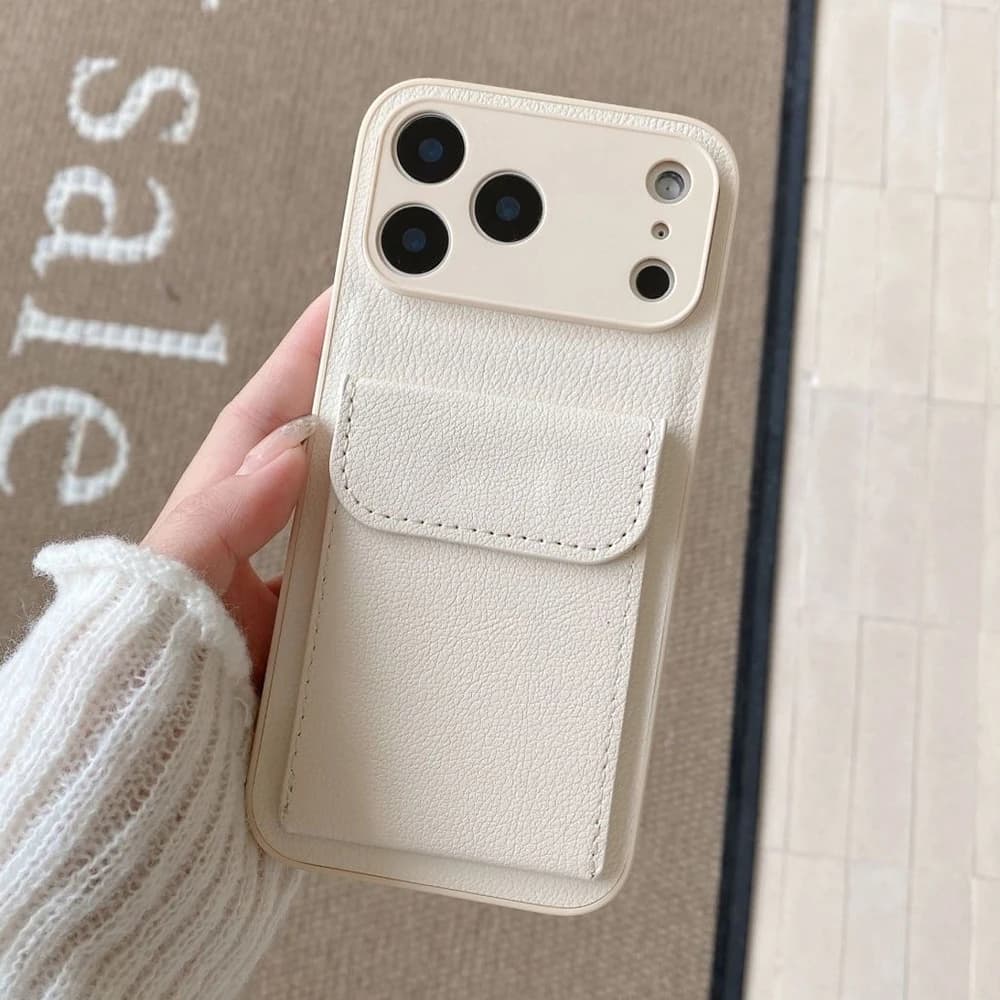 PU Leather Brace Case with Wallet for iPhone Cards Air 17 16 15 14 13 12 11 Pro XR XS Max Plus Mini Business Photo Clip Cover