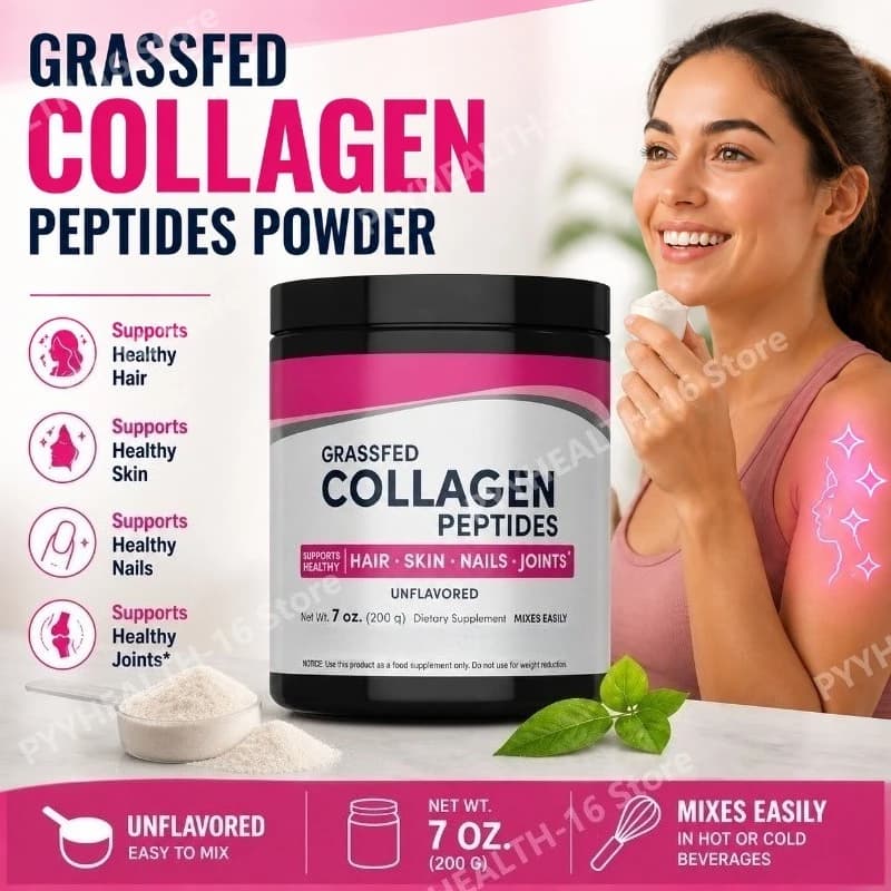 Grass Fed Collagen Peptides Powder Hair Skin Nails Joint Support Supplement Unflavored Non-GMO 7 oz 200g 20 Day Supply