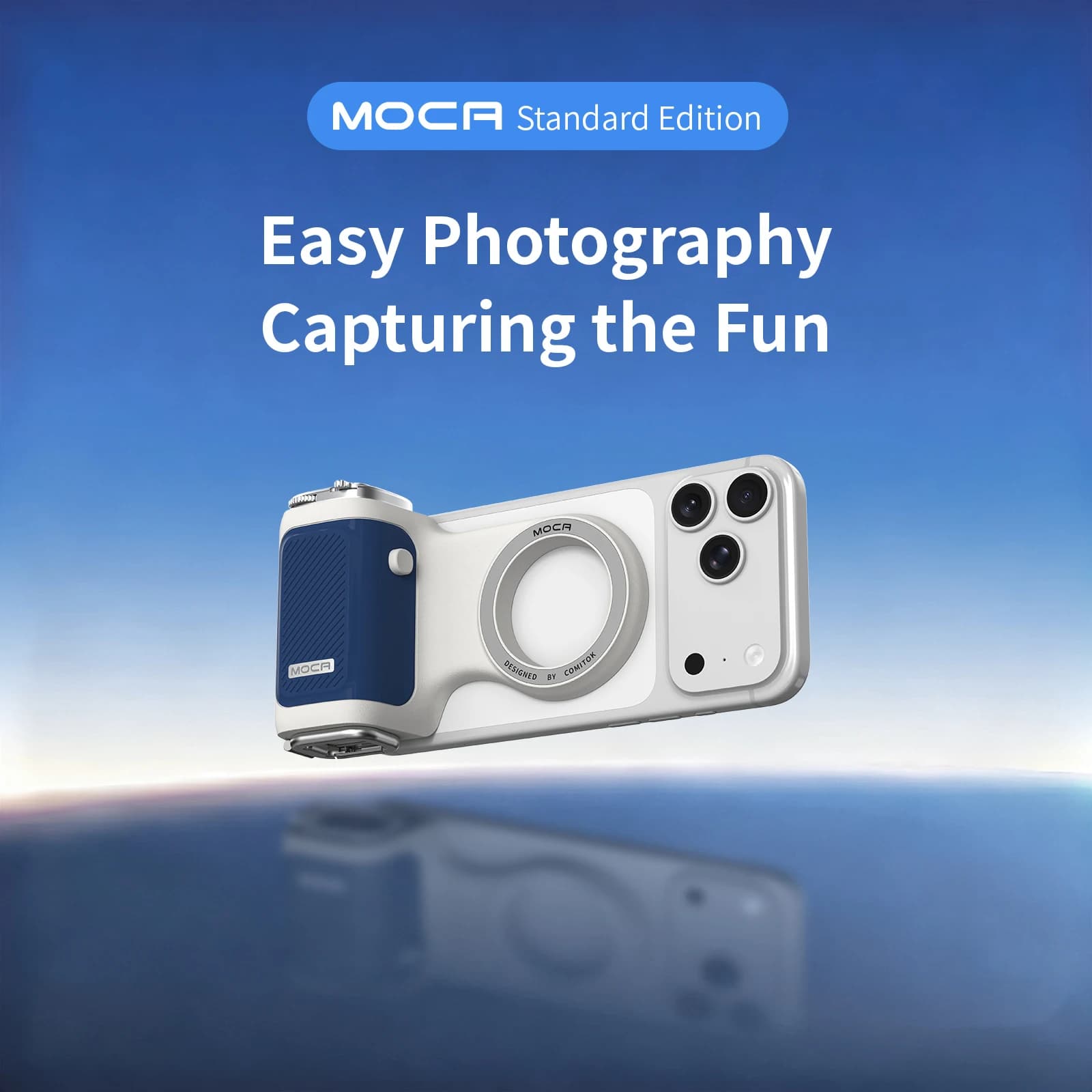 COMITOK Assistente fotografico per iPhone Sveglia con fotocamera a 1 clic/vibrazione dell'obiettivo, otturatore DSLR, controllo dell'essa a fuoco/esposizione Telecomando ergonomico ricaricabile