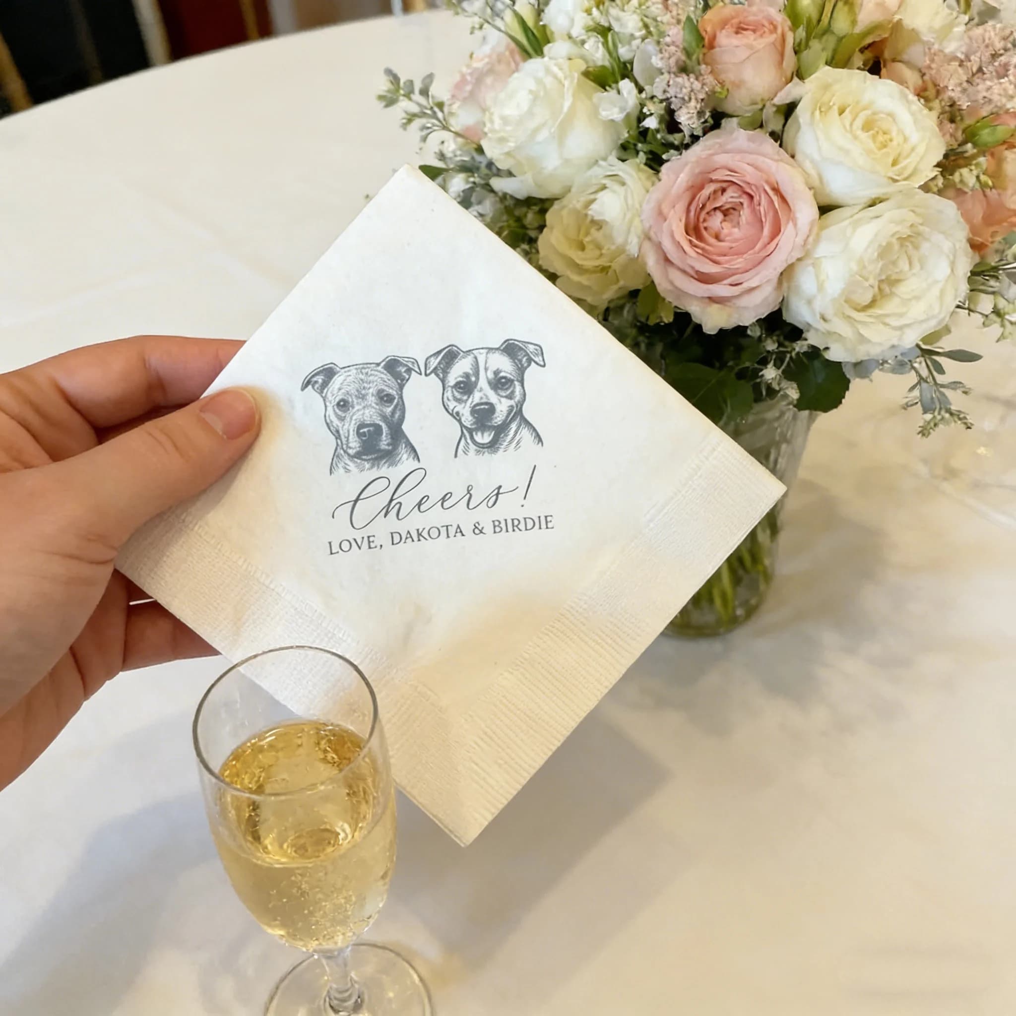 50 Tovaglioli Personalizzati per Cocktail a Tema Animali Domestici, Bomboniere Eleganti per Matrimoni, Decorazioni per Tavoli per Ricevimenti Nuziali e Addio al Nubilato