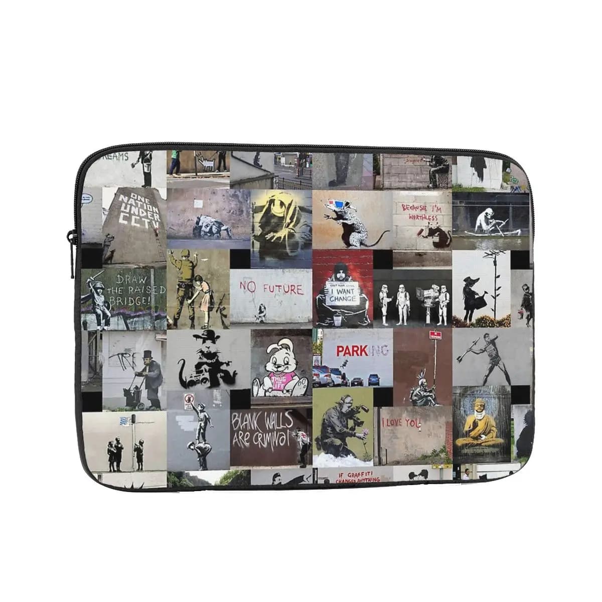 Custodia per laptop Banksy England Street Art Graffiti per MacBook 15 Borsa per notebook da 17 pollici Custodia antiurto