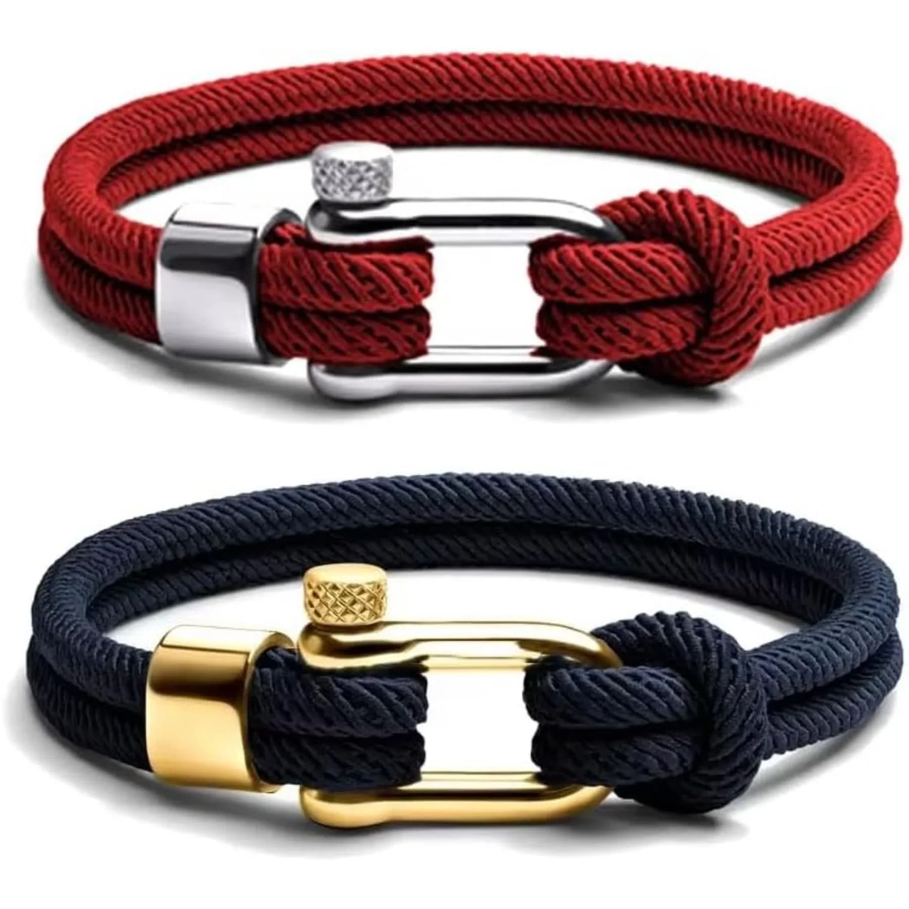 Bracciale in corda di platino per uomo, corda marina in nylon impermeabile con grillo in acciaio inossidabile, 6 pollici, stile moderno