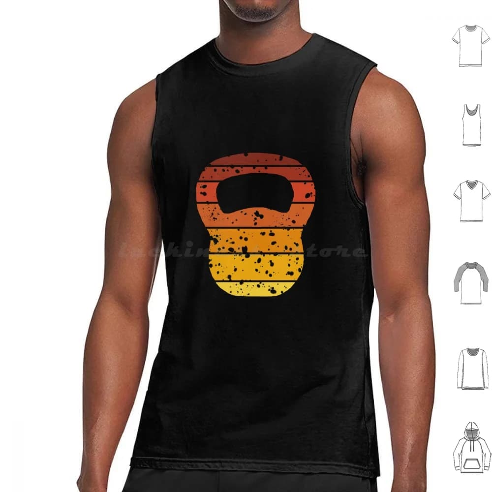 Kettlebell Vintage Retro Distressed Orange Canopy Sleeveless Kettlebell Kettlebell Swinger Exercise Distressed