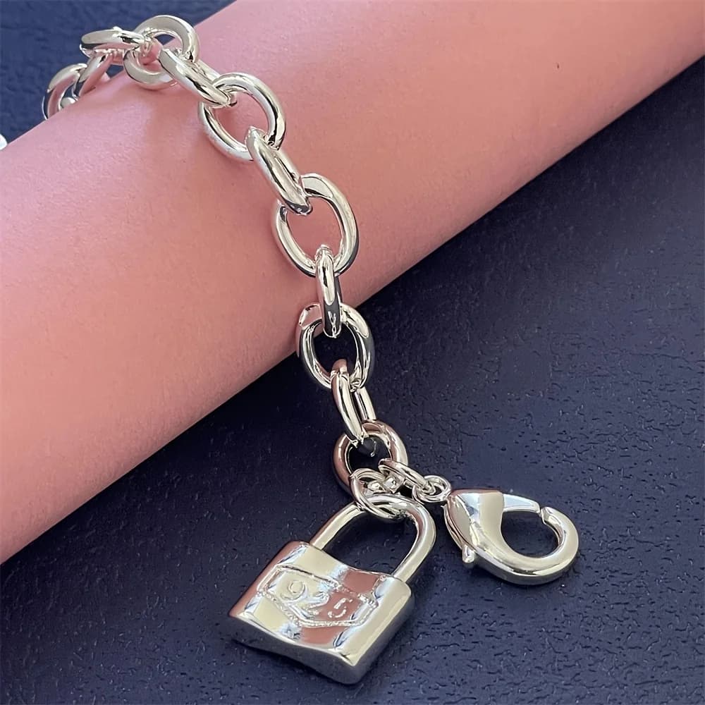 Bracciali con Charm in Argento Sterling 925 per Donne e Uomini, Gioielli di Lusso per Matrimoni, Feste e Regali