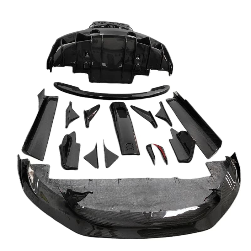 Kit Carrozzeria in Fibra di Carbonio Secca Stile OD con Labbro Anteriore, Diffusore Posteriore, Spoiler Posteriore, Minigonne Laterali e Prese d'Aria sul Tetto per Maserati MC20