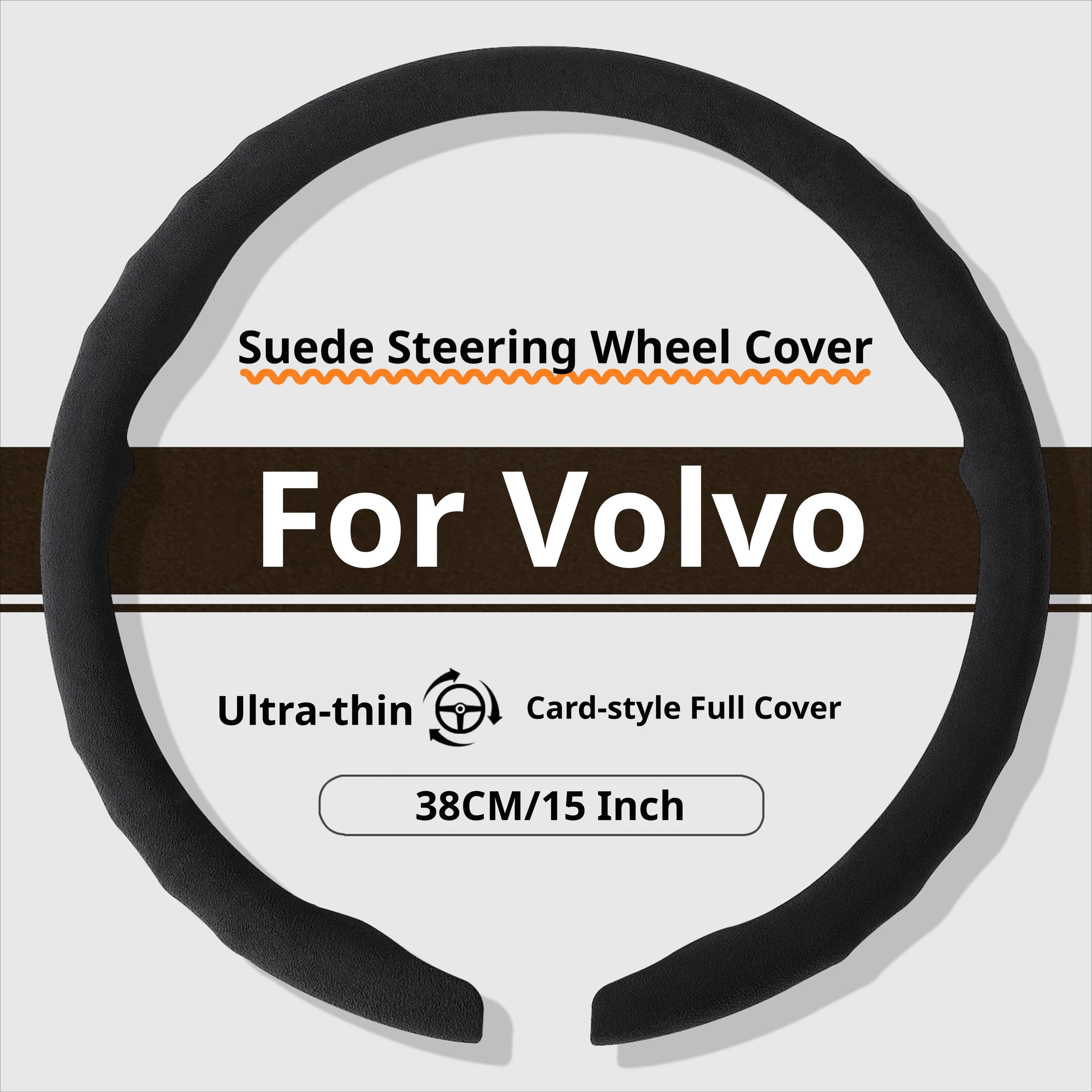 Ultra‑Thin Suede Car Steering Wheel Cover For Volvo S60 S90 V60 V90 XC40 XC60 XC90 Solid Color Anti‑Slip Snug Fit Accessories