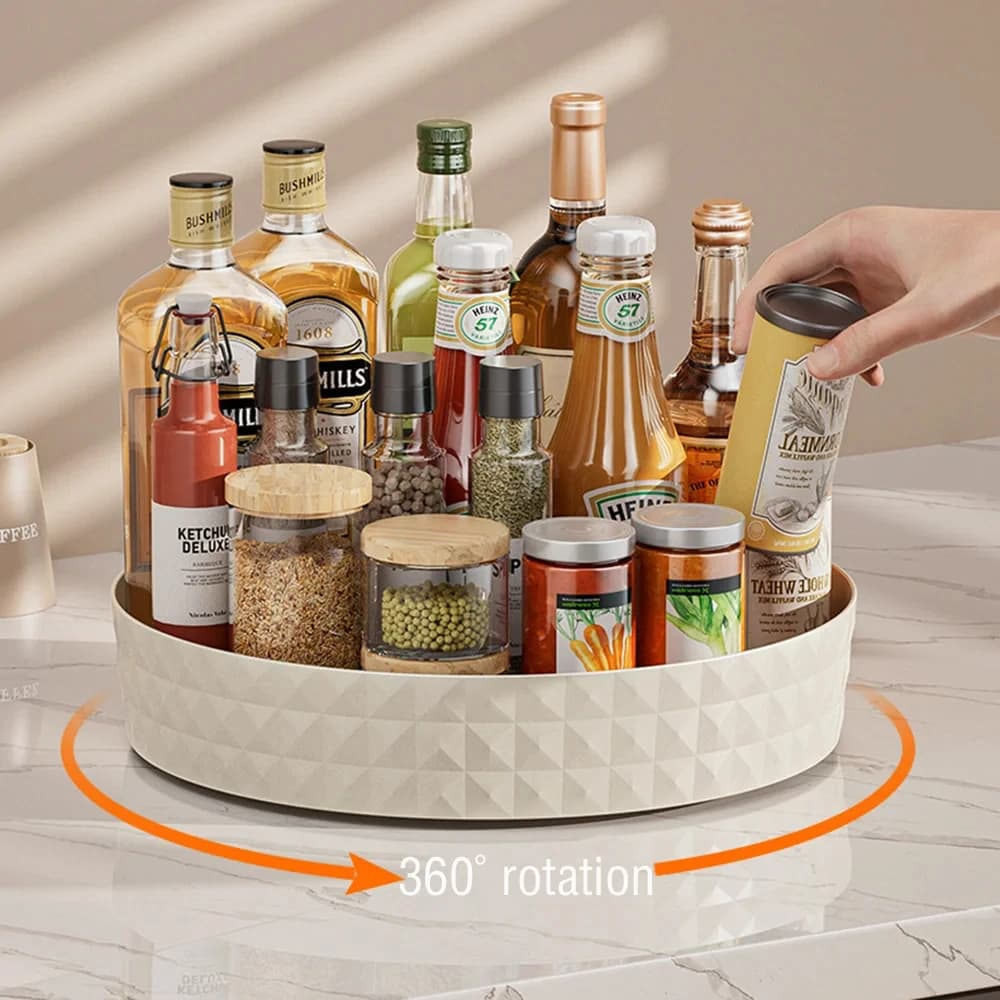 1Pc Stoccaggio Kitchen Spices Rack Swivel 360 Degree Storage Cabinet Cosmetic Storage Rack Anti-slip Storage Spices Round Shoe Rack