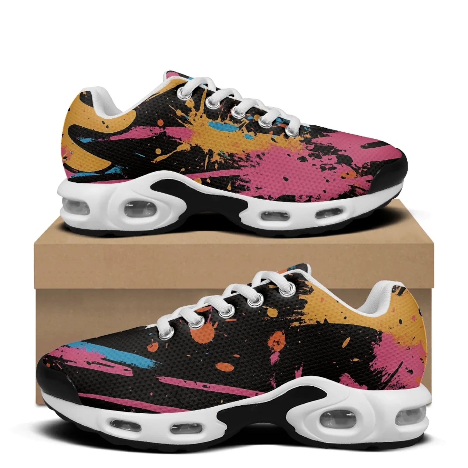 XIXIRIMIDO Graffiti Air-Cushioned Sneakers Women's Running Shoes Men's Commuter Shoes Lightweight Breathable Soft Comfort 36-48