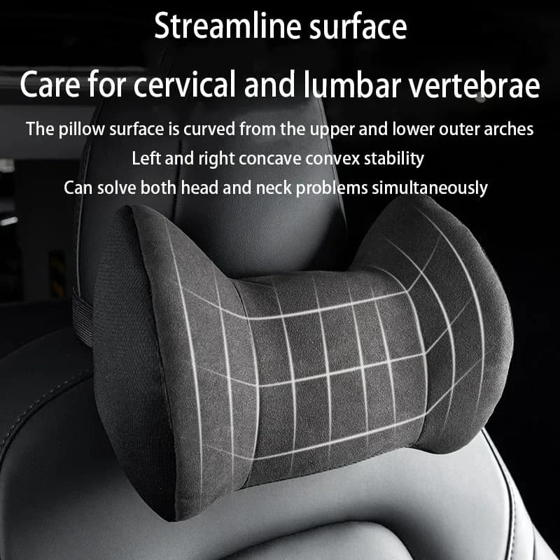 Cuscino per il collo dell'auto Materiale in pelliccia Supporto per la vita lombare per il sedile Schienale con memoria Cuscino per poggiatesta Gadget automatico Accessori Interni