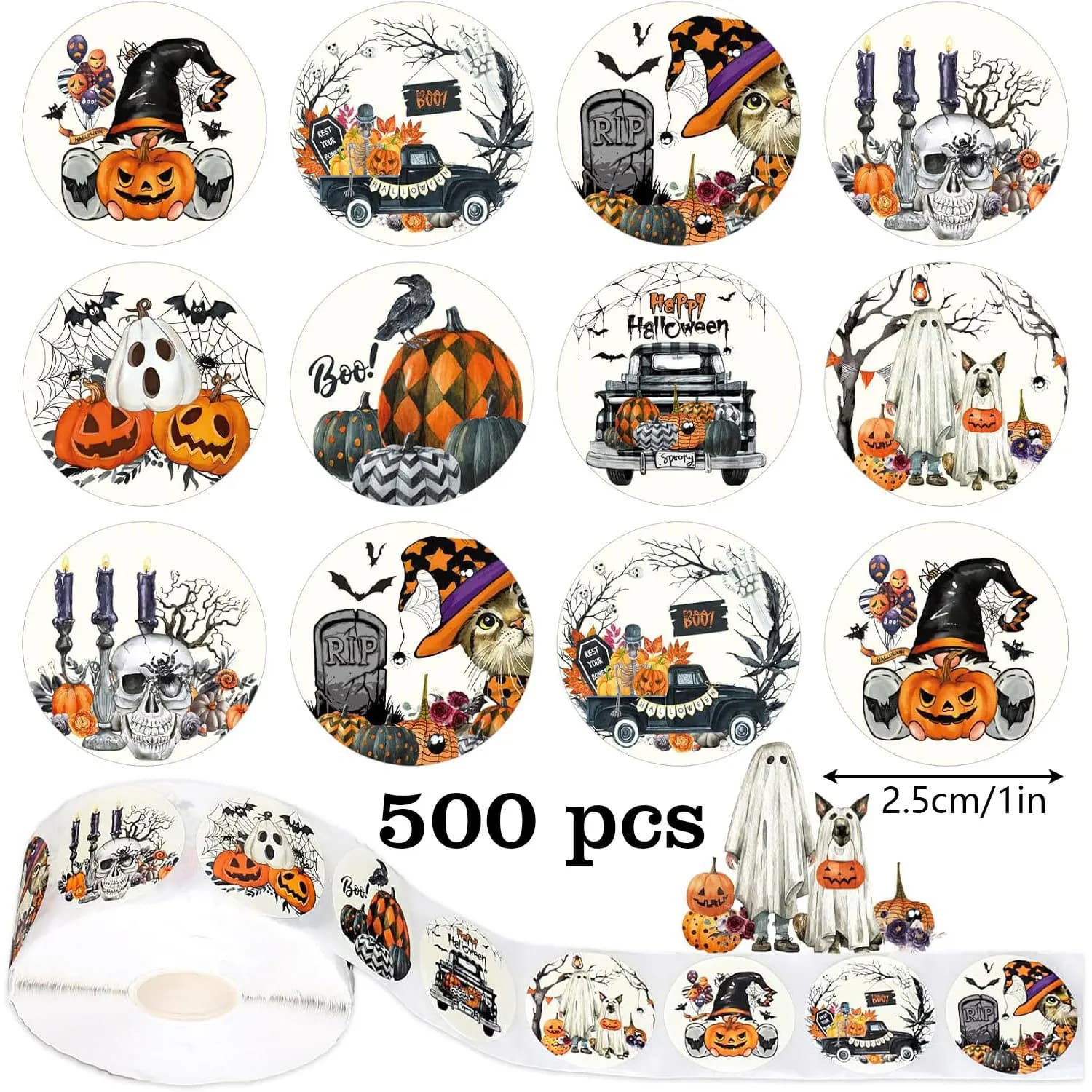 500PCS New Halloween Transparent Stickers - DIY Decor for Phones, Luggage, Journals & Gift Boxes