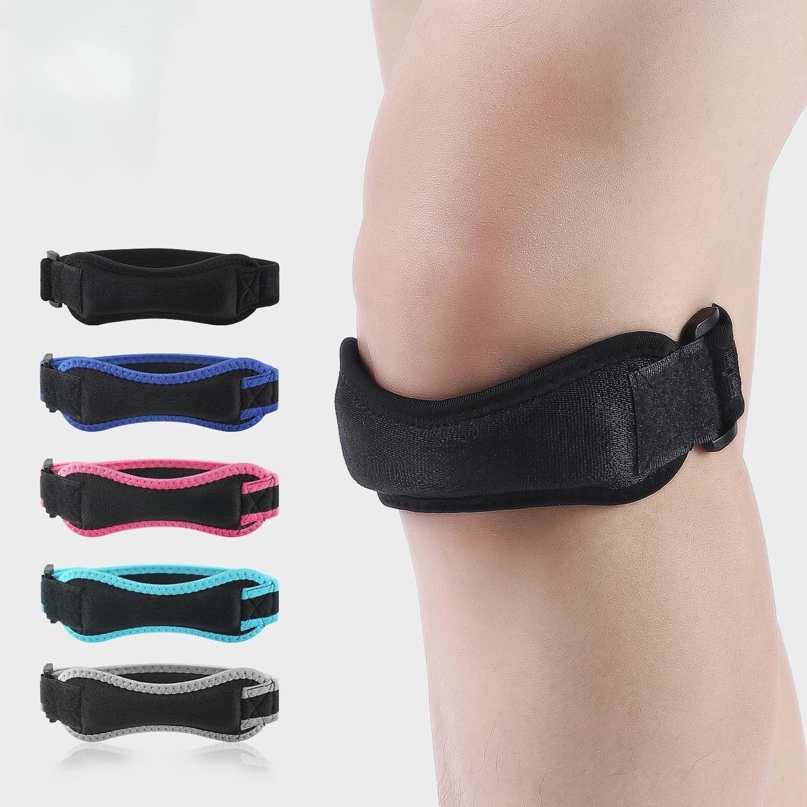 Fascia per Ginocchio Traspirante e Regolabile con Supporto per Tendine Rotulee, Assorbimento degli Urti e Compressione per Corsa, Salto con la Corda e Sport all'Aperto