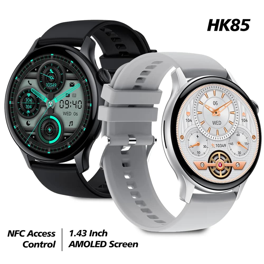 Smartwatch HK85 with NFC Access, 1,43 Inch AMOLED Display, World Watch, Calculator, Bluetooth Calls for iOS and Android Smartphone