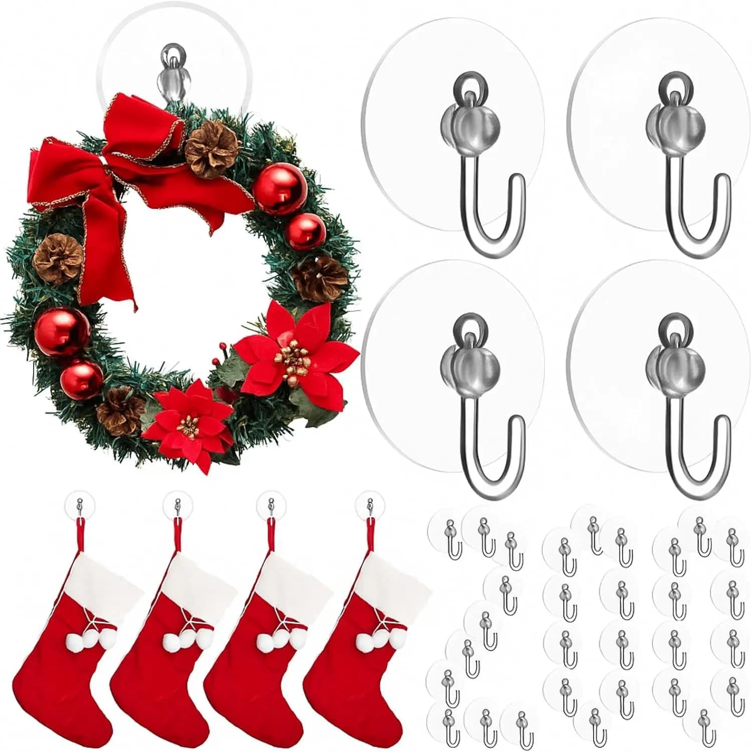 200 Pcs Suction Cup Hooks 1.18 Inch Clear Mini Hangers for Glass, Bathroom, Christmas Lights