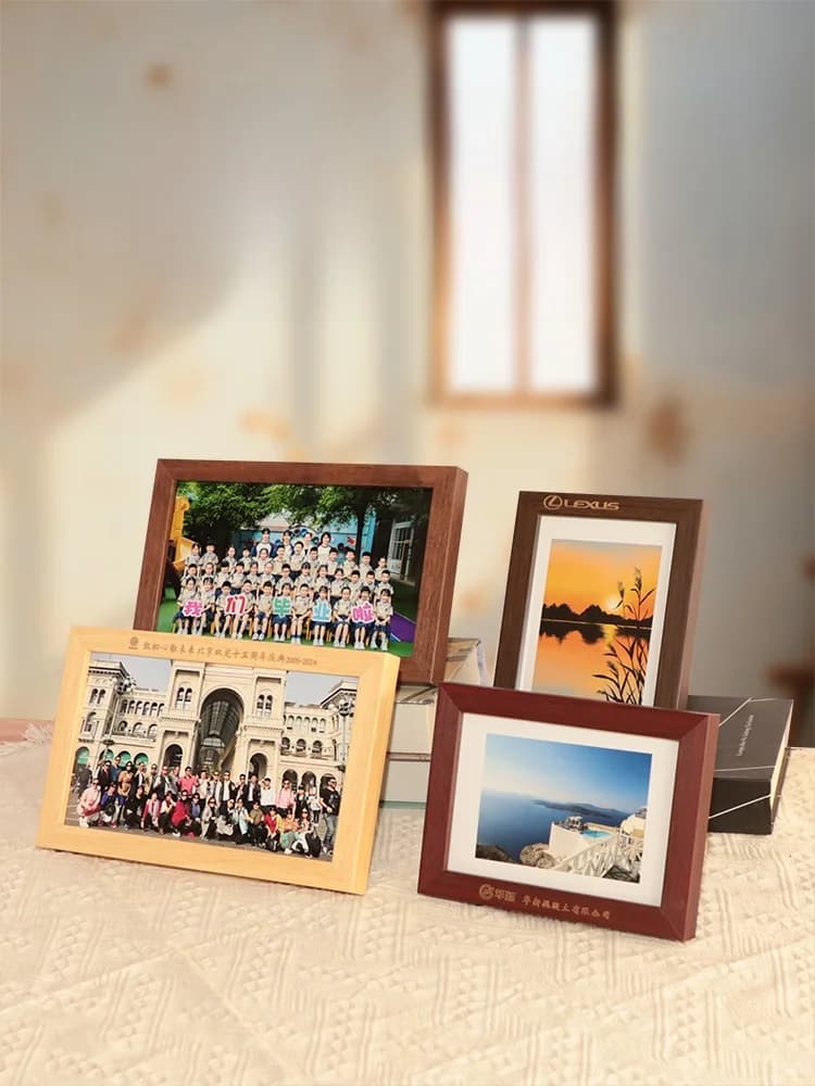 Memorial Wood Picture Frame Company Group Photo Custom Engraving Brand Logo Corporate Team Building Kindergarten Gradua...