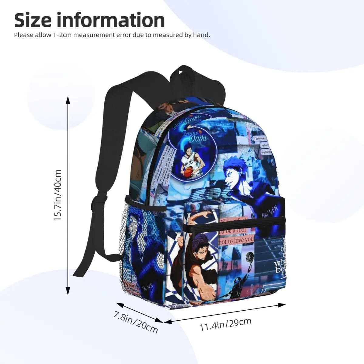 Anime Basketball Kuroko No Basket Daiki Aomine Student Backpack School Bag Hiking Daypack for Boys Girls Bookbag Shoulder Bags