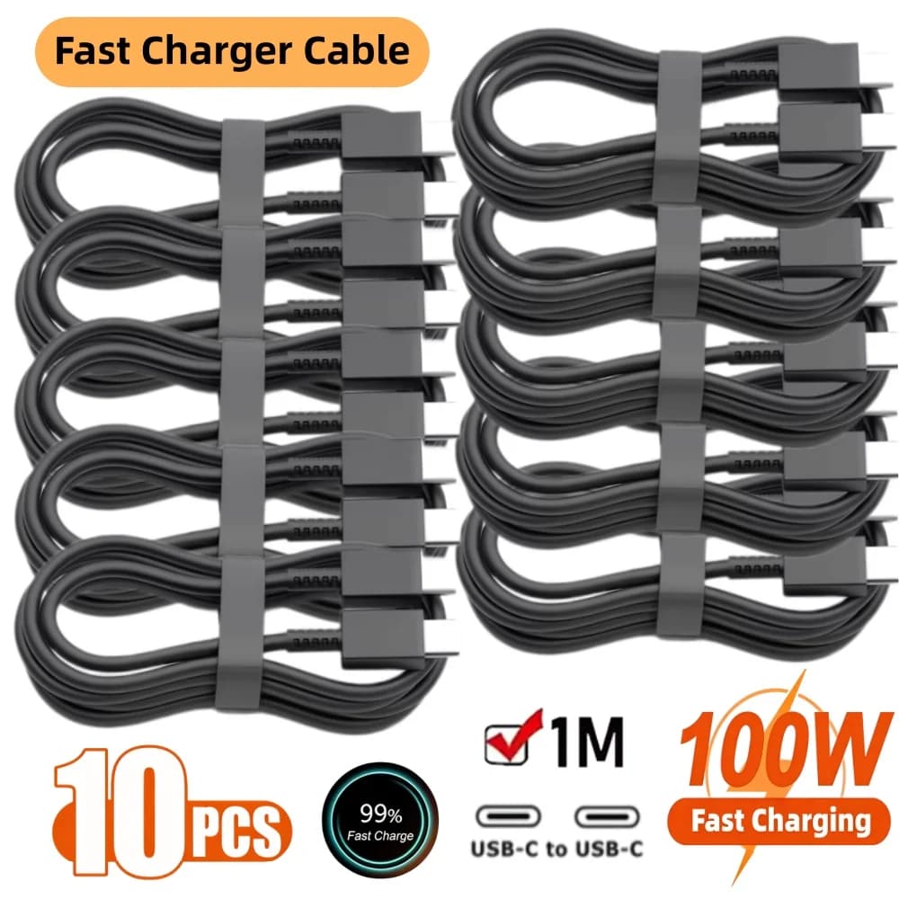 10 Pezzi Cavo USB Tipo C a C PD 100W per Ricarica Rapida Samsung S22 S23 S24 S25 Plus Note Ultra A53 A54