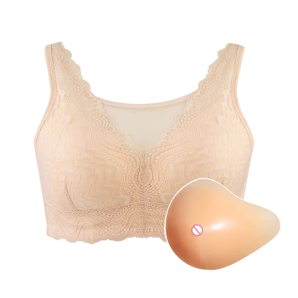 Mastectomy Bra With Fake Breast Form Post-Surgery Silicone Boobs Form Pocket Underwear For Chest Prosthesis Enhancement