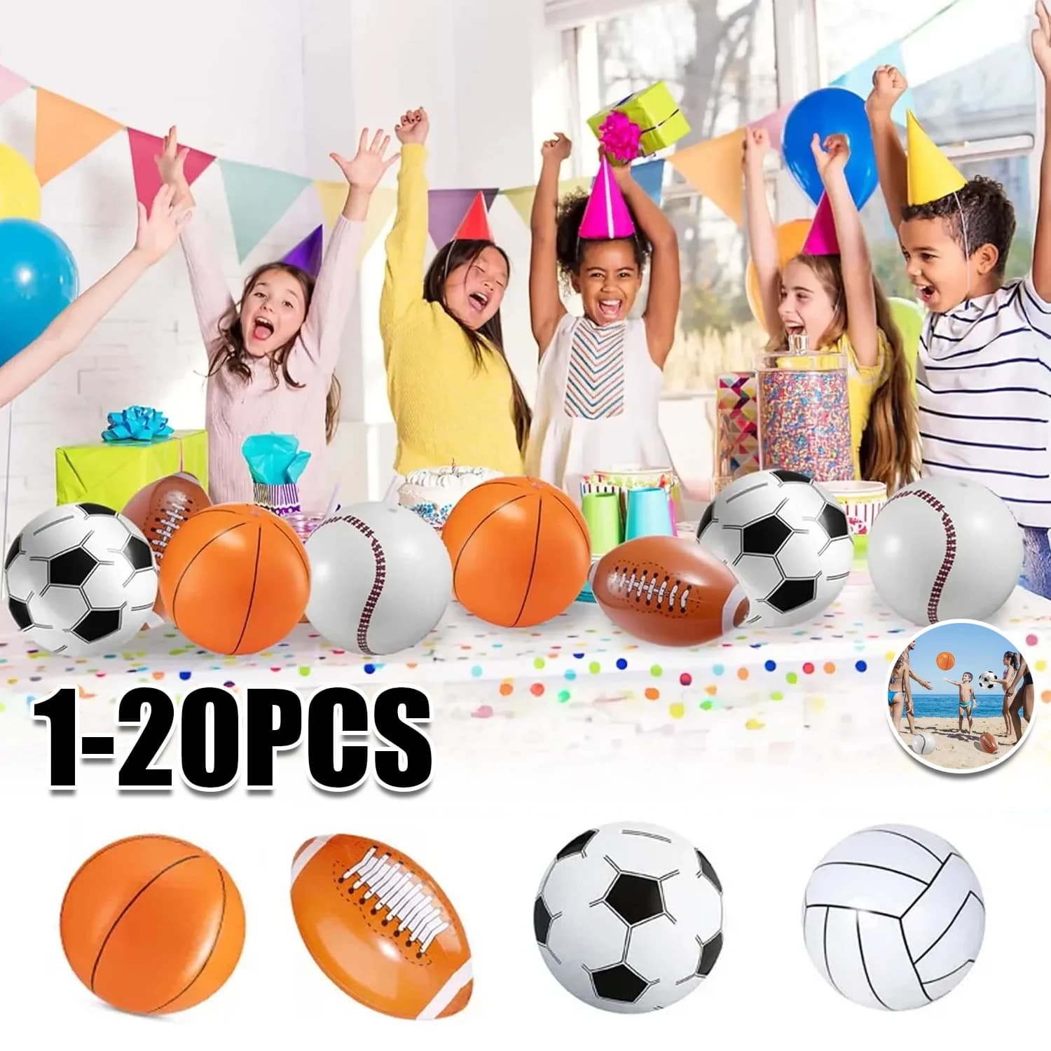 Inflatable Beach Ball Football Baseball Rugby Basketball Swimming Pool Toy Balloon Summer Sports Gift for Kids