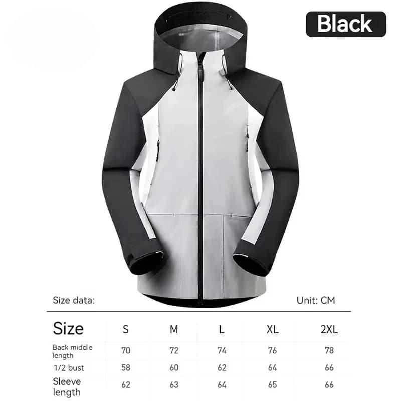 Waterproof Hooded Jacket Hiking Hardshell Coat Camping Windbreaker Fishing Raincoat Patchwork Outer Protective Layer