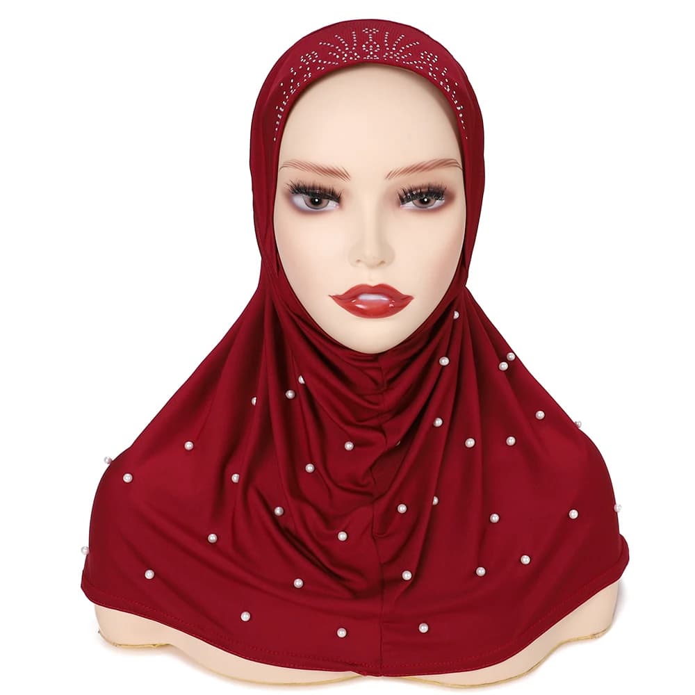 Nuovo strass Cofano Hijab Perline elasticizzate Sciarpa istantanea Fascia islamica Maglia musulmana Hijab Copertura Copricapo Turbante