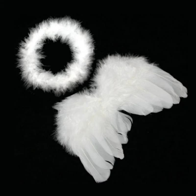 1set Elegant Angel Wings Fairy Feather Headband Angel Costume Accessories for Party Birthday Dress-Up Baby Photobooth Props