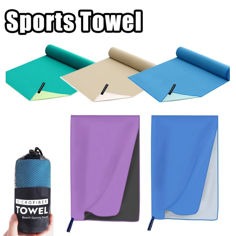 Set di 2 asciugamani da campeggio in microfibra, asciugamano a doppia faccia ad asciugatura rapida, asciugamano da nuoto, asciugamano da viaggio per viaggi, campeggio, sport, palestra