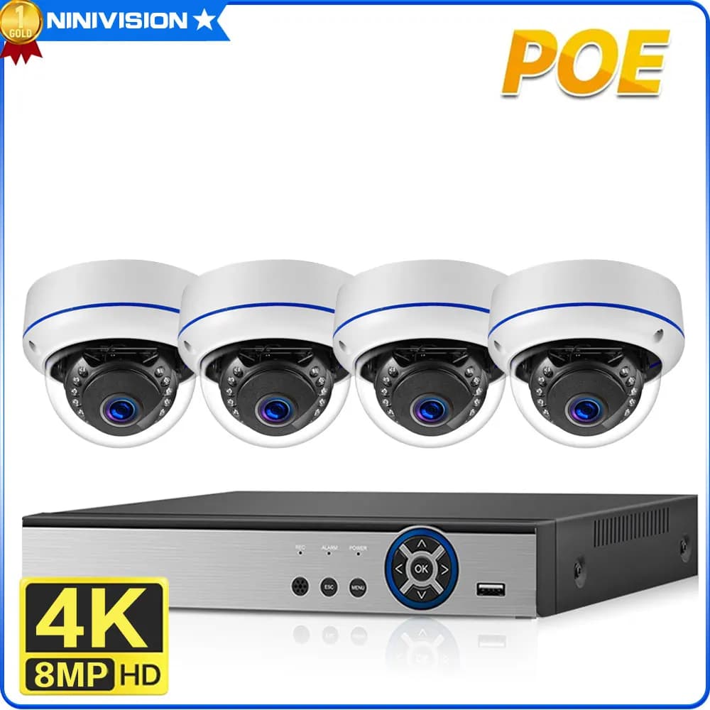 XMEYE 8CH POE NVR Kit 4K POE Security Camera System Audio Record Indoor Outdoor Dome Waterproof Video Surveillance Set P2P 4CH