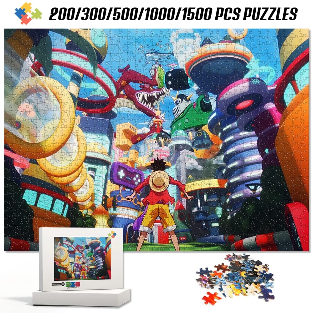 One Piece Luffy Jigsaw Puzzles 1000Pcs Adults Kids Educational Toys Wooden Brain Teaser Montessori Board Game Family Funny Gifts
