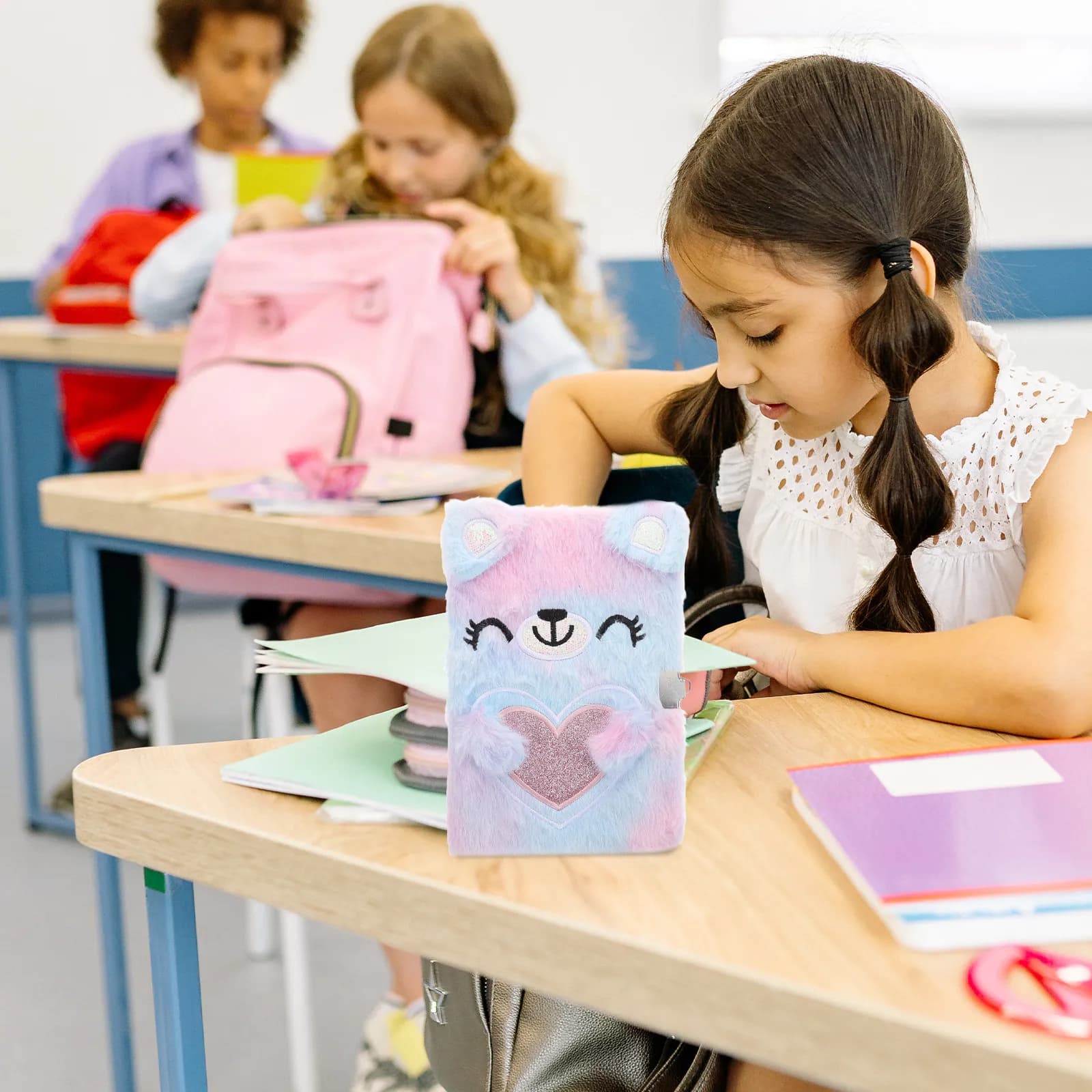 Adorabile Quaderno con Animali Cartoon e Lucchetto per Ragazze, Diario, Agenda Settimanale e Mensile, Cancelleria Decorativa per Bambini