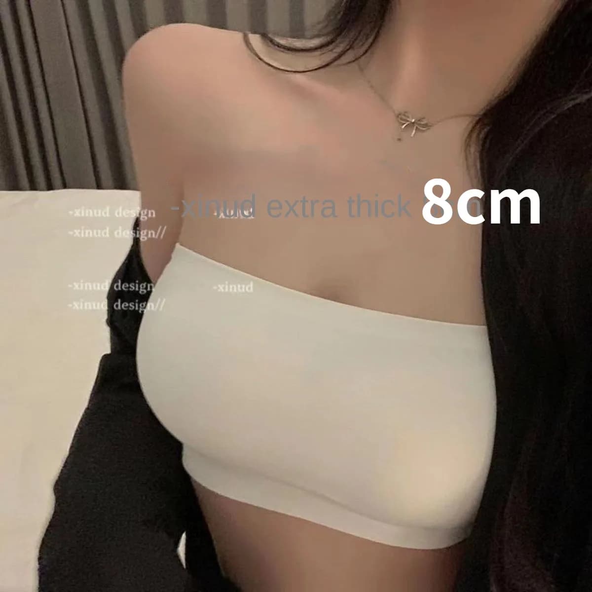 Top a tubo senza spalline in seta di ghiaccio antiscivolo Beauty Back Reggiseno intimo push up Petto piccolo Petto piatto Addensato 8 cm Push Up Ti fa
