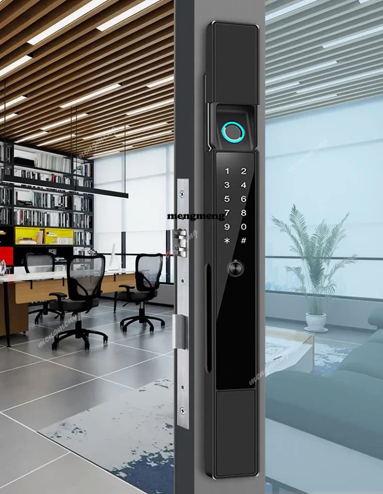 Serratura automatica con impronta digitale, porta scorrevole in lega di alluminio, serratura intelligente, serratura con password, senza maniglia