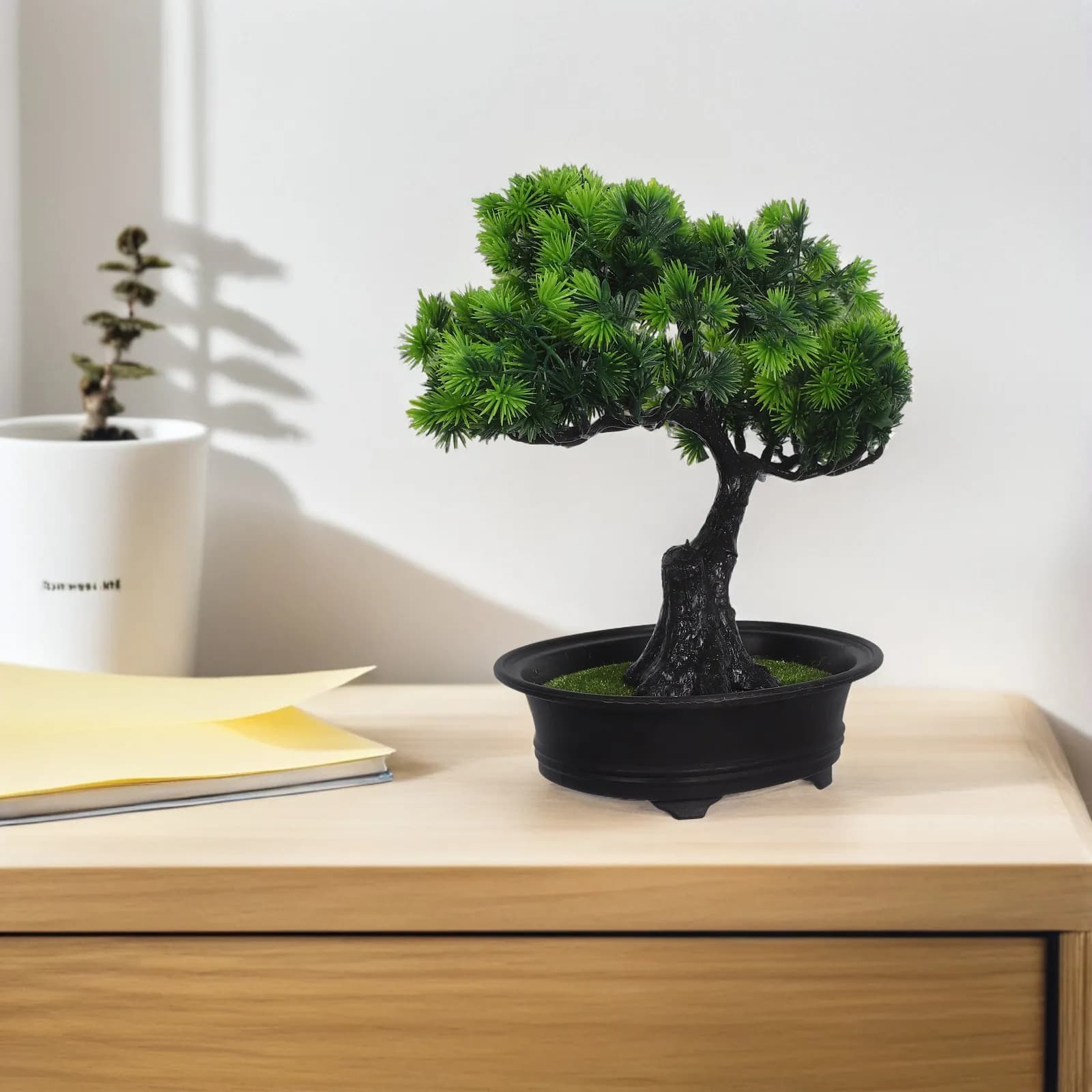 Japanese Juniper Style Artificial Greenery Bonsai Tree Small Potted Fake Plant for Home Office Indoor Decoration Zen Faux Plant