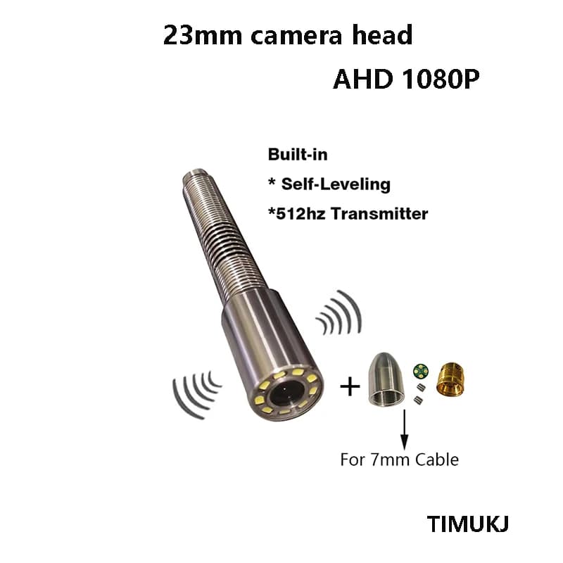 Telecamera Endoscopica TIMUKJ AHD1080P 512Hz con Trasmettitore, Testa da 23mm Autolivellante e Bilanciamento Automatico per Ispezione Tubi Fognari