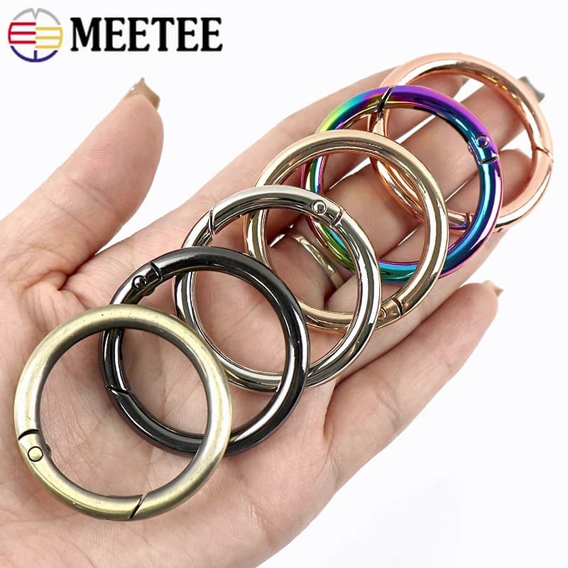 5 Pezzi Anelli a Molla in Metallo da 10-50mm, Moschettoni Apribili, Ganci per Borse, Clip e Accessori Hardware