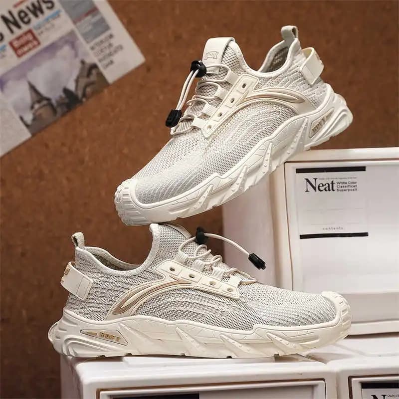 PU leather green sneakers with thick heel, for men, braided, trendy sneakers, sports, racing, for athletes, gym