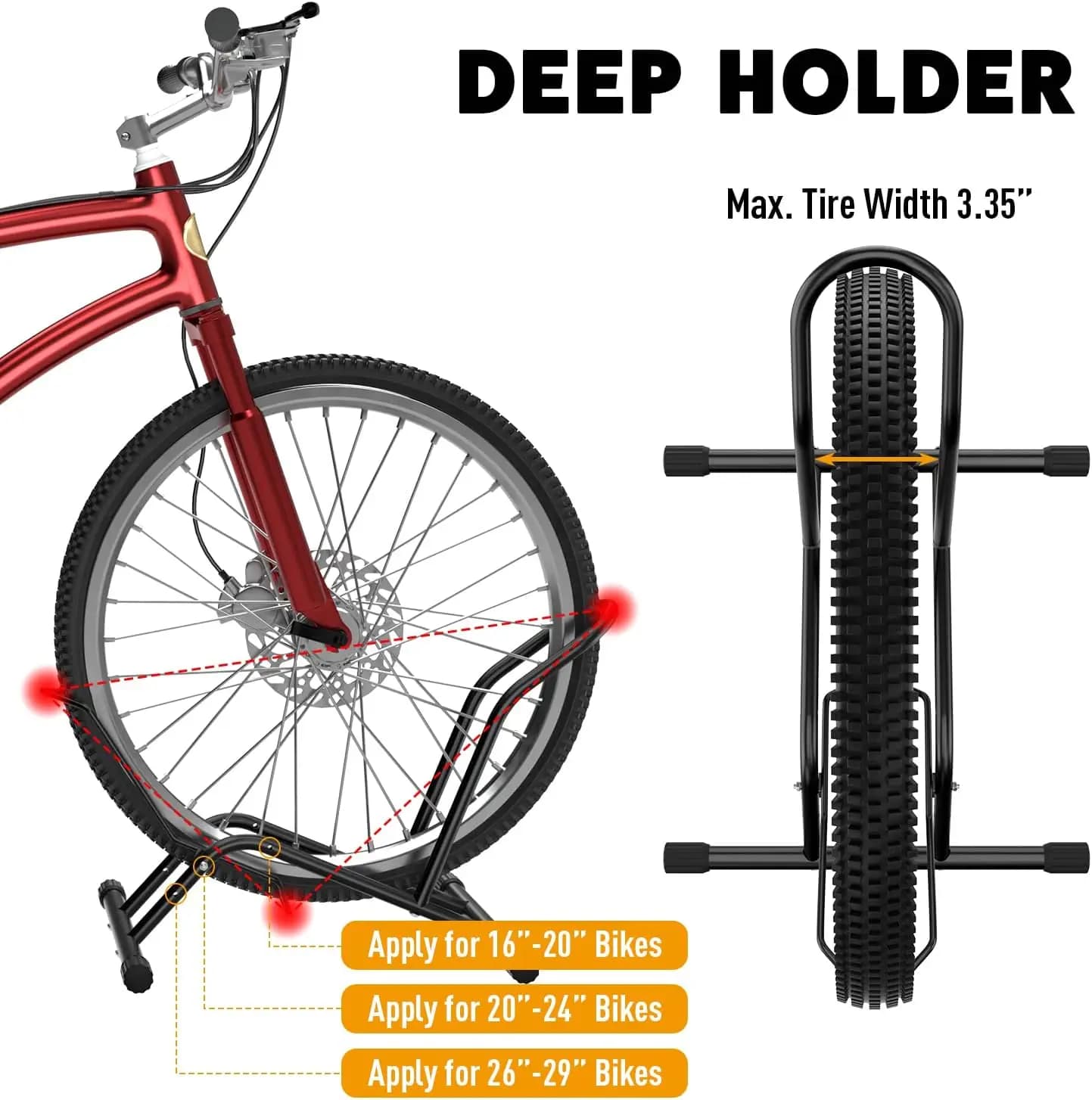 Supporto da Terra per Biciclette Nulkomma, Portabici Regolabile Autoportante per Interni ed Esterni, per Ruote da 16'' a 29''