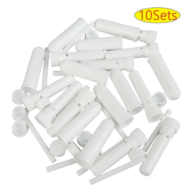 10 Set di Inalatori a Stick per Oli Essenziali, Tubi Inalatori Nasali Bianchi Vuoti per Aromaterapia