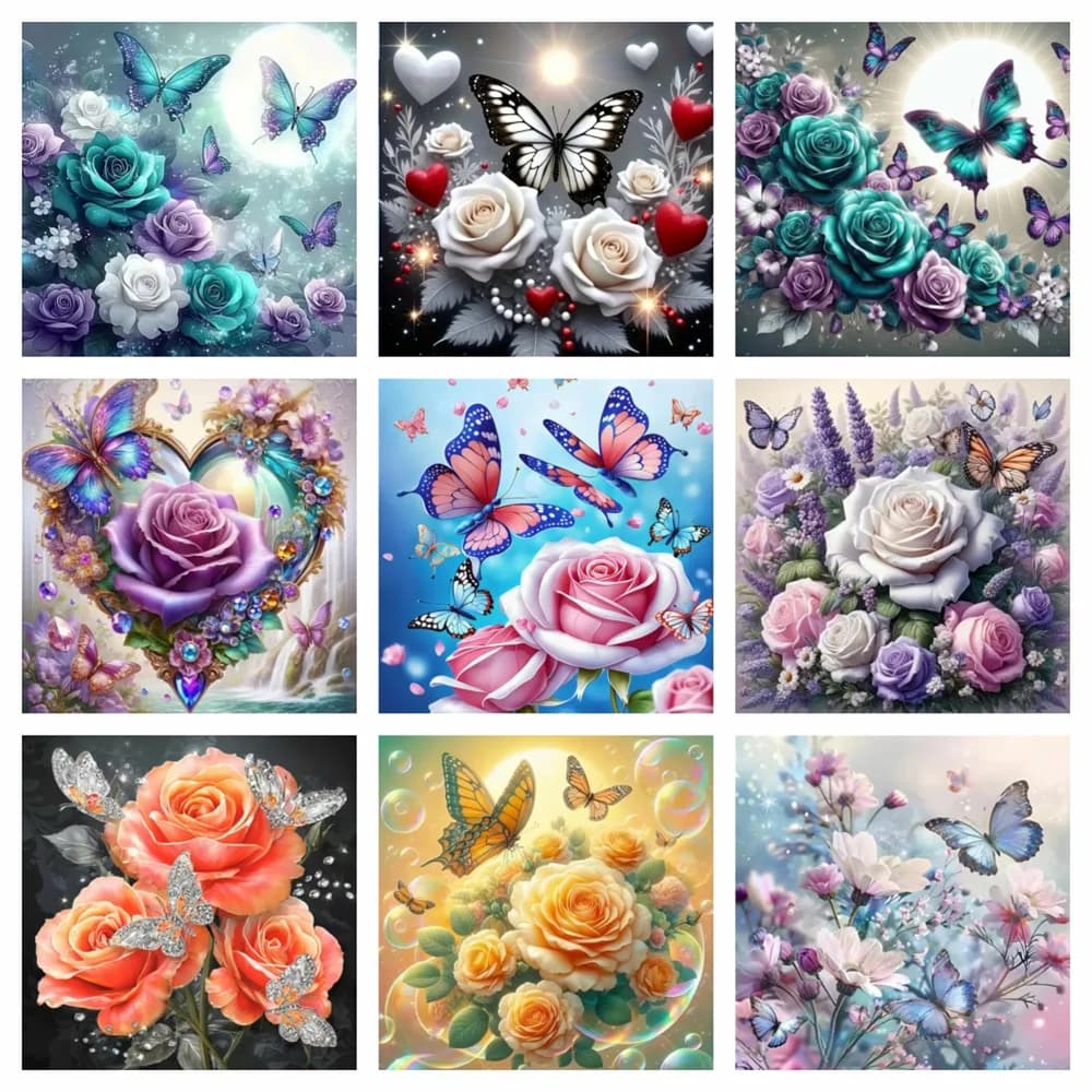 1 pz. Pittura Diamantata 5D Senza Cornice, Mosaico Diamantato con Farfalle, Fiori, Animali, Punto Croce, Rosa Floreale, Trapano Quadrato e Rotondo, Decorazione per la Casa