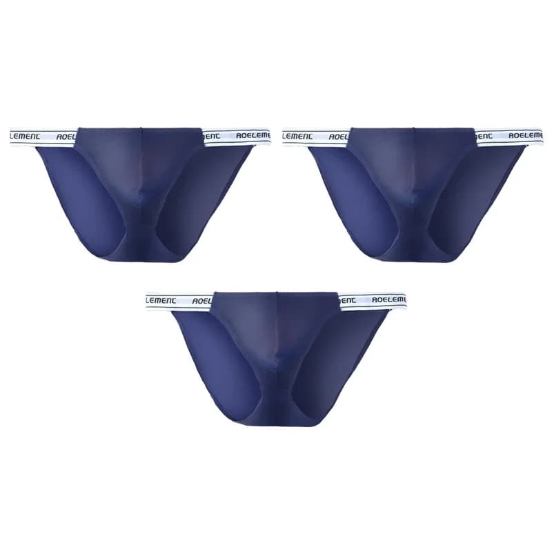 3 Pezzi Slip da Uomo Elasticizzati Aderenti Sexy a Vita Bassa in Seta Ghiaccio con Taglio Alto, Comodi Pantaloncini a Triangolo per Fitness e Sport