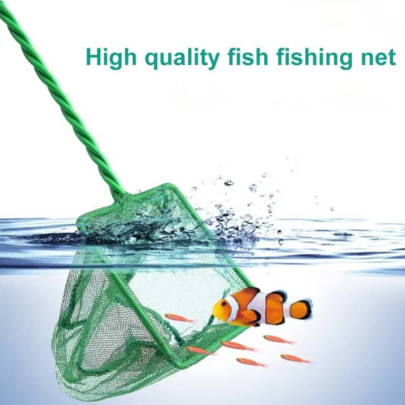 Acquario Manico lungo Rete da pesca quadrata Attrezzi da pesca portatili all'aperto Accessori per acquari per la cattura di pesci e gamberetti Serbatoio pulito