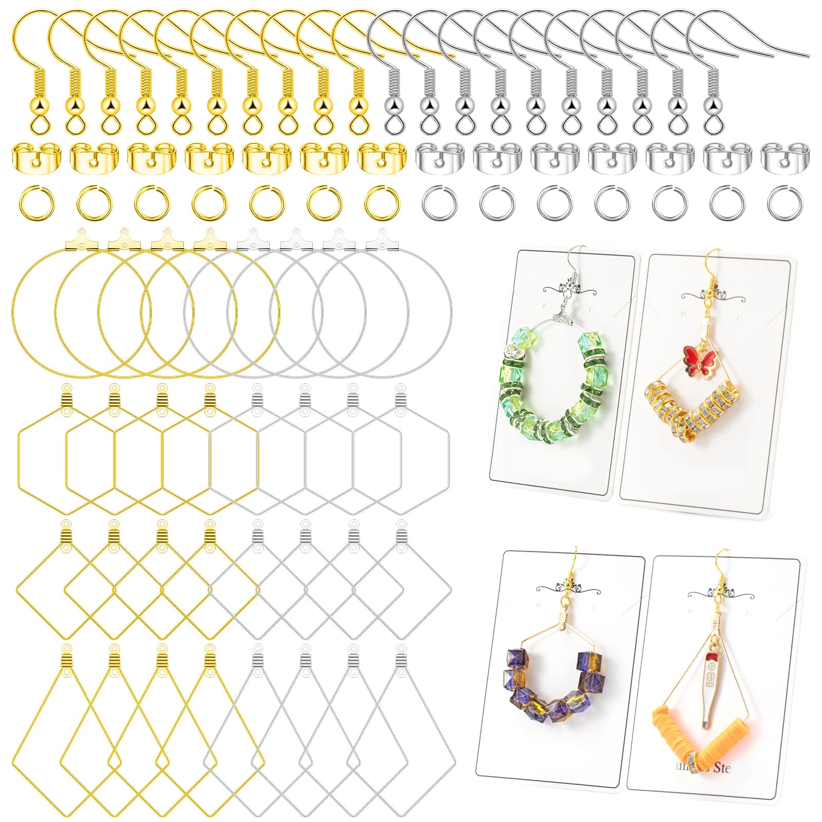 580 Pieces Gold Earrings for Jewelry Creation, Earrings Accessories for Earrings, Earrings, Nuts, Pins and Earrings