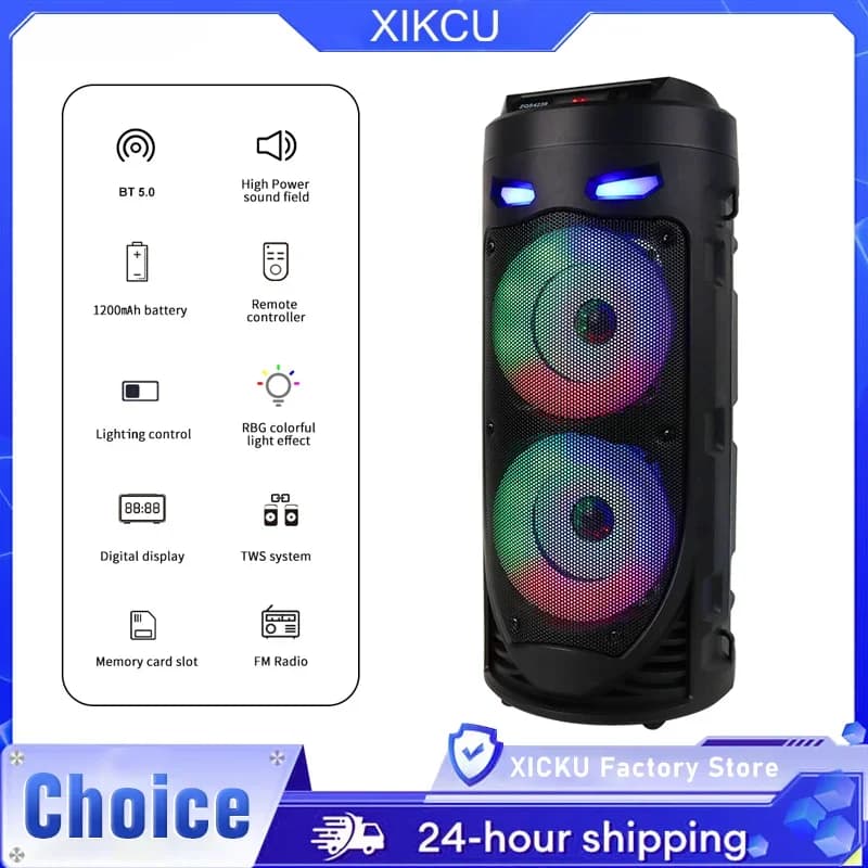 Altoparlante Bluetooth 5.0 Portatile per Karaoke con Luci LED Colorate, Soundbar Wireless con Subwoofer HiFi per Casa e Feste all'Aperto