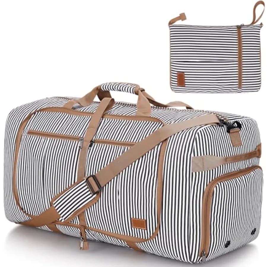 Borsa da Viaggio per Uomo e Donna, Grande Borsone Pieghevole con Scomparto per Scarpe, Borsa per Pernottamento e Weekend, Borsa da Palestra
