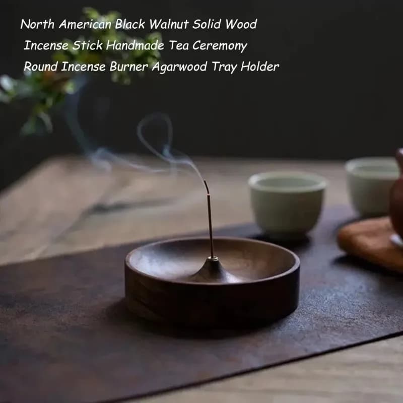Scent diffuser stand - - Black walnut round shape, a great item for home incense burning